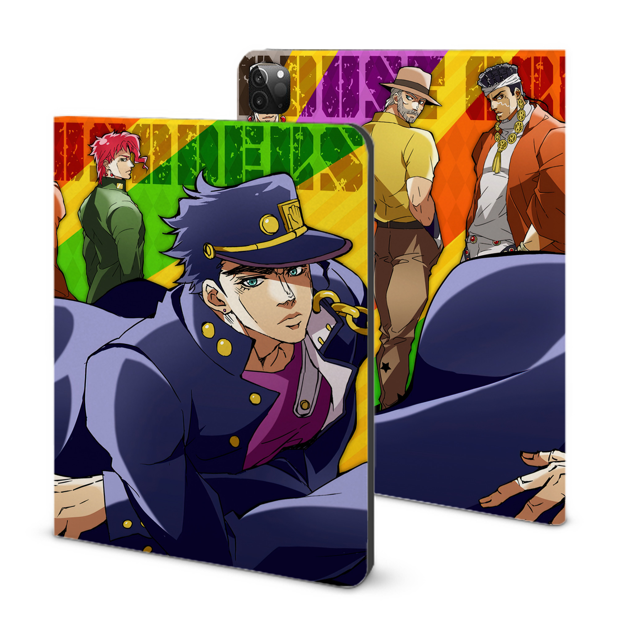（画像用） ジョジョの奇妙な冒険 JoJo's Bizarre Adventure IPadケース ペンホルダー付き ブックスタイルデザイン